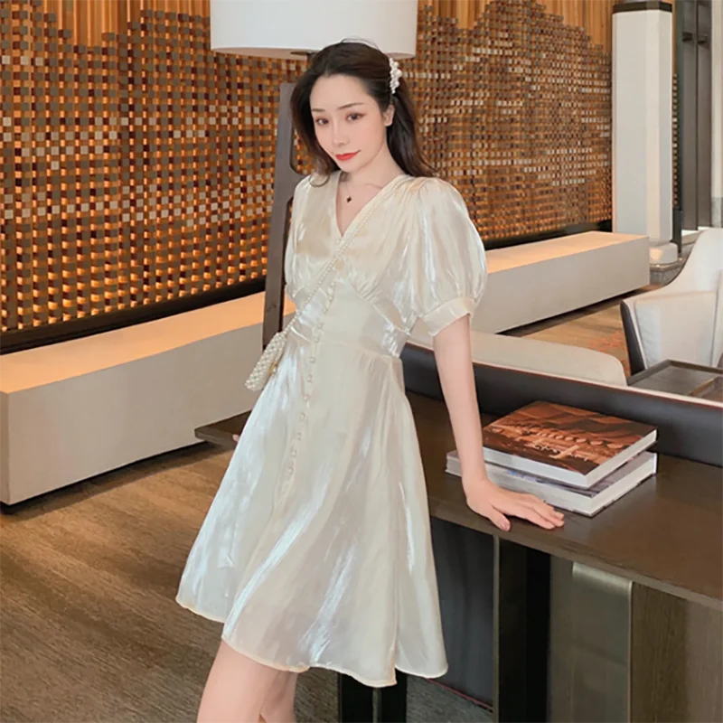 Korean Style Women's 2021 Harajuku Aesthetic Sexy Baggy Vintage Satin Dress Summer Lolita Sequined Fairycore Dress
Korean Style Women's 2021 Harajuku Aesthetic Sexy Baggy Vintage Satin Dress Summer Lolita Sequined Fairycore Dress