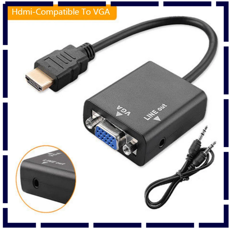 HDMI-compatible Female To VGA Male Converter 3.5mm Audio Cable Adapter 1080P FHD Video Output For PC Laptop TV Monitor Projector
HDMI-compatible Female To VGA Male Converter 3.5mm Audio Cable Adapter 1080P FHD Video Output For PC Laptop TV Monitor Projector