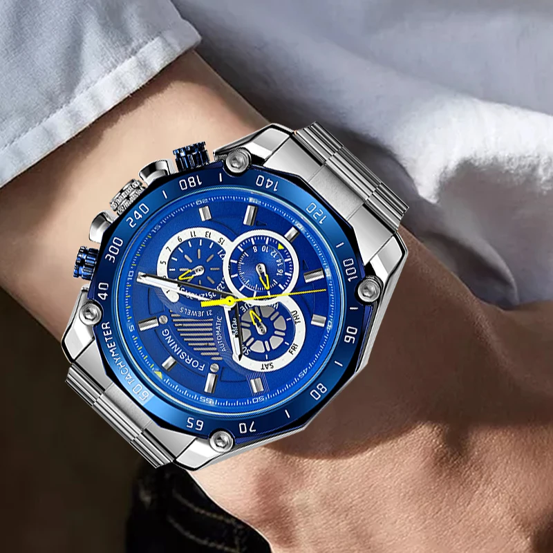Forsining Blue Ocean Design Silver Steel 3 Dial Calendar Display Mens Automatic Mechanical Sport Wrist Watches Top Brand Luxury
Forsining Blue Ocean Design Silver Steel 3 Dial Calendar Display Mens Automatic Mechanical Sport Wrist Watches Top Brand Luxury