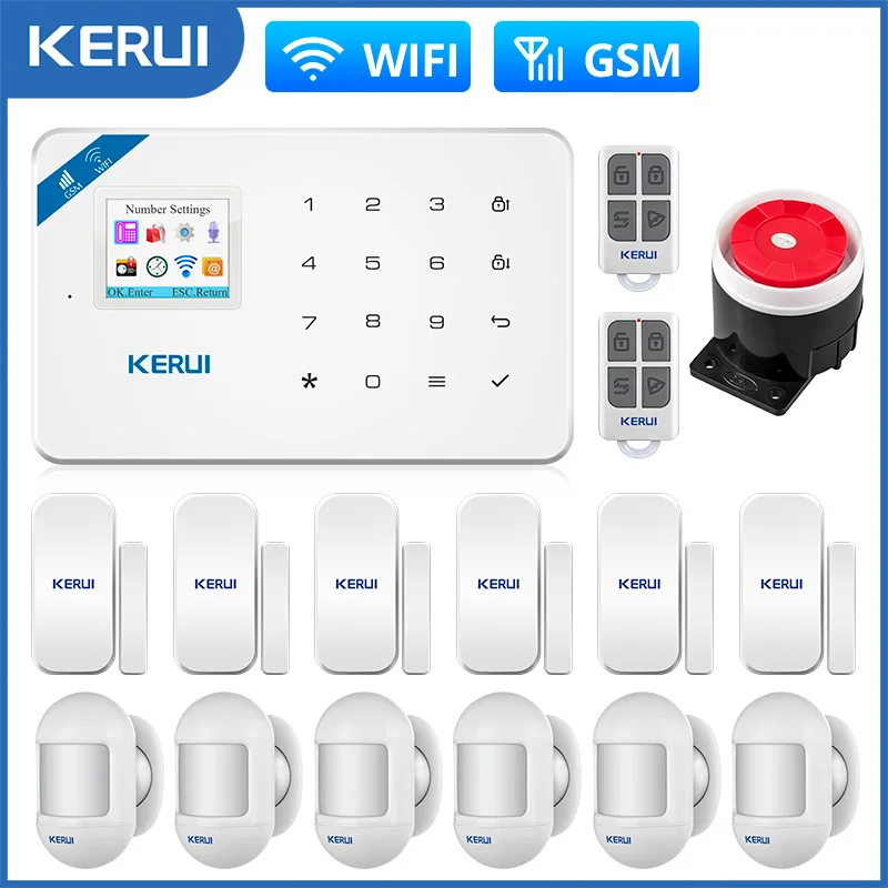 

KERUI Smart Home Security Alarm System Kit W18 WIFI GSM Wireless Burglar PIR Motion Detector Control Fire Smoke Sensor IP Camera