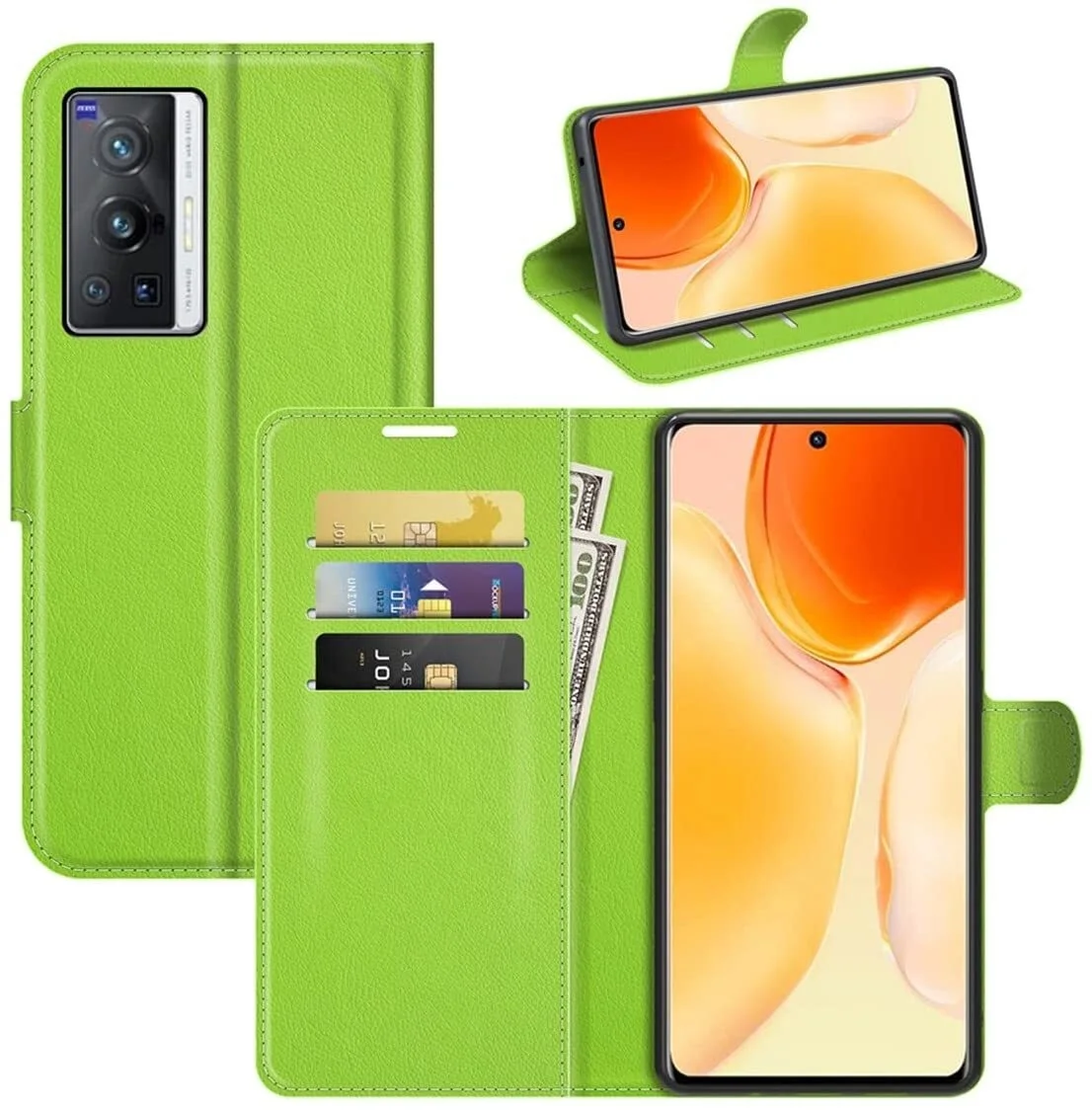 

VIVO X70 Pro Plus, Ultra Slim PU Leather Wallet Phone Case Flip Folio Kickstand Credit Card Holder Magnetic Cover Shockproof