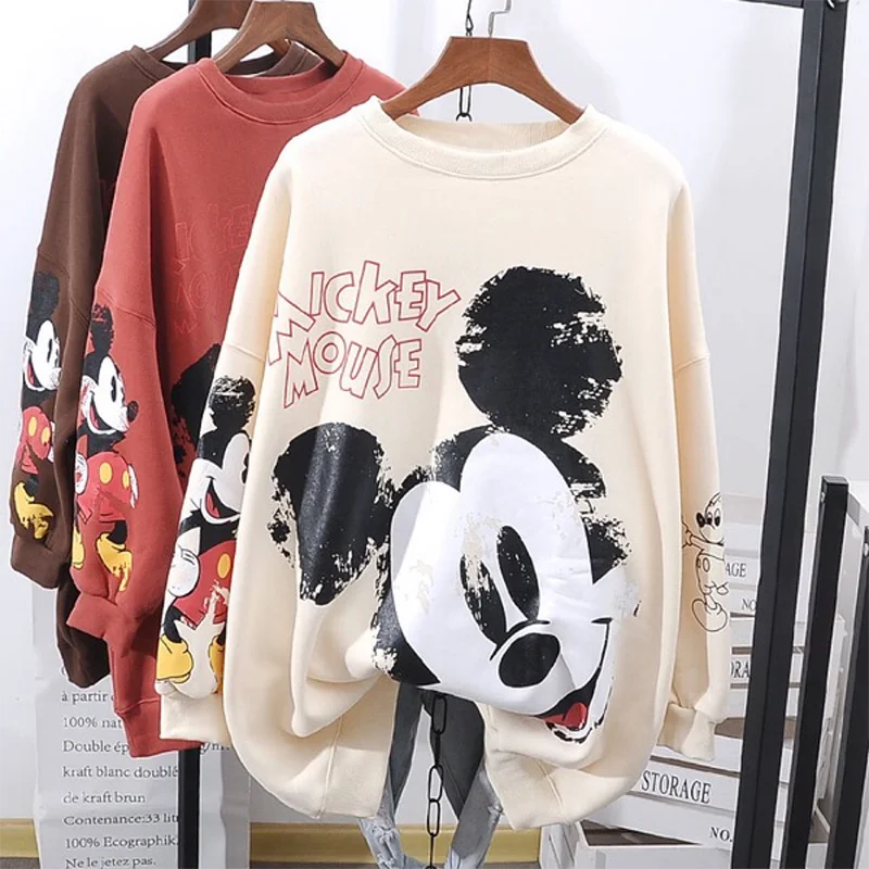 Новый Disney с Микки Маусом для девочек рисунком Мауса свободные худи принтом в виде