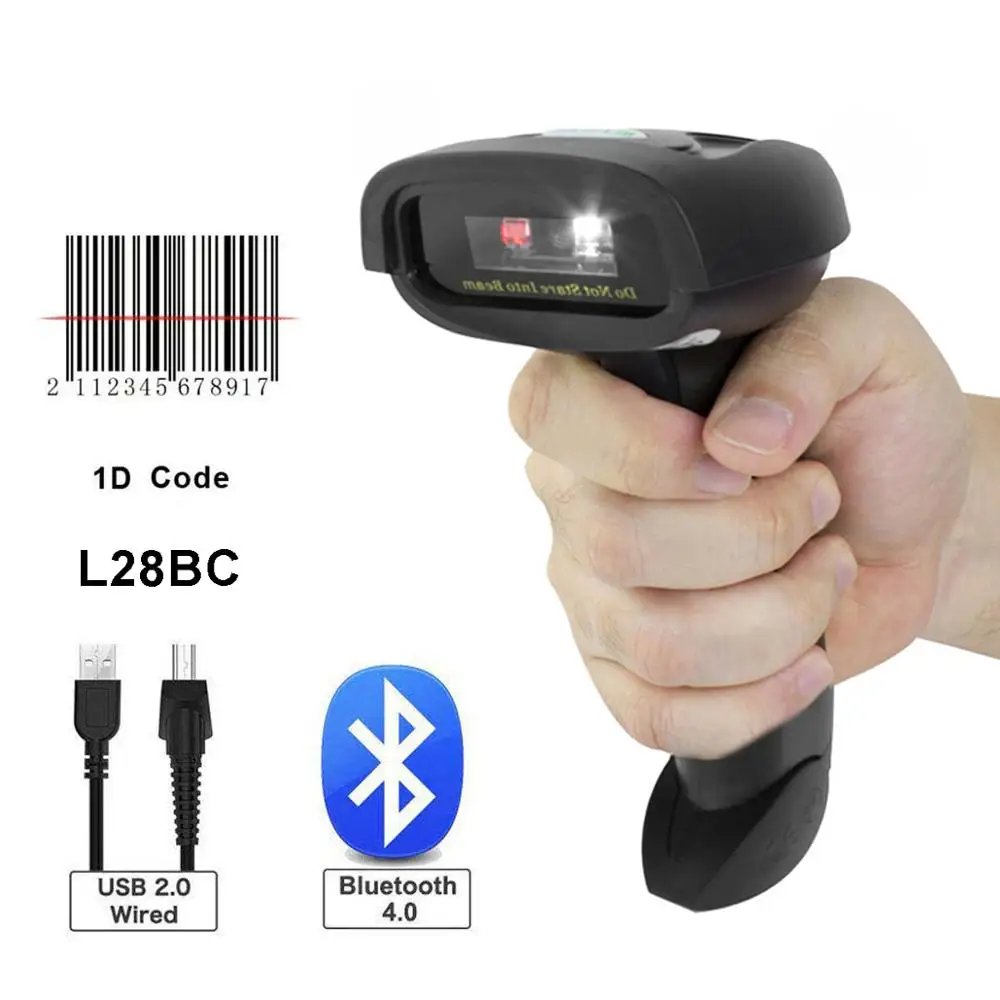 Portable Barcode Scanner Wireless Bluetooth 2D QR Bar Code Reader For Android iOS iPad Mobile Payment HW-L28BT |