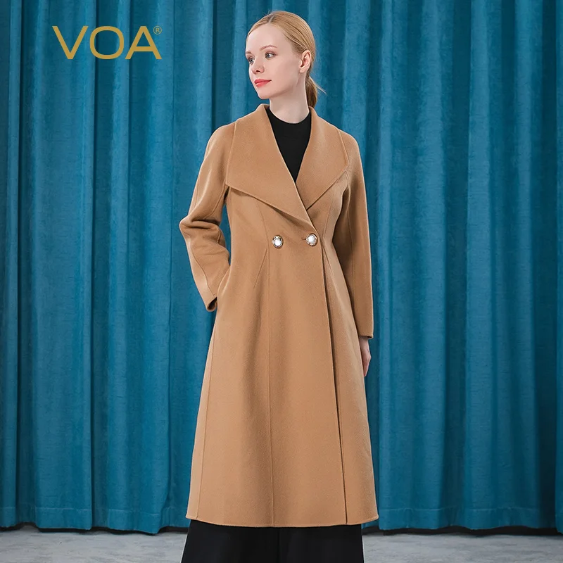 VOA 14.75 Micron Small Cashmere Asymmetric Lapel Long Sleeve Camel Double-breasted Long Double-Breasted Cashmere Coat Winter SE6
VOA 14.75 Micron Small Cashmere Asymmetric Lapel Long Sleeve Camel Double-breasted Long Double-Breasted Cashmere Coat Winter SE6