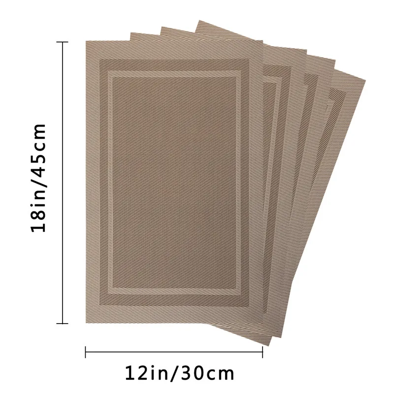 4/6/8 pcs Placemats For Dining Place Mat Washable PVC in Kitchen Accessories Tableware Cup Wine Mat Non-slip PVC Pad Black Brown
4/6/8 pcs Placemats For Dining Place Mat Washable PVC in Kitchen Accessories Tableware Cup Wine Mat Non-slip PVC Pad Black Brown