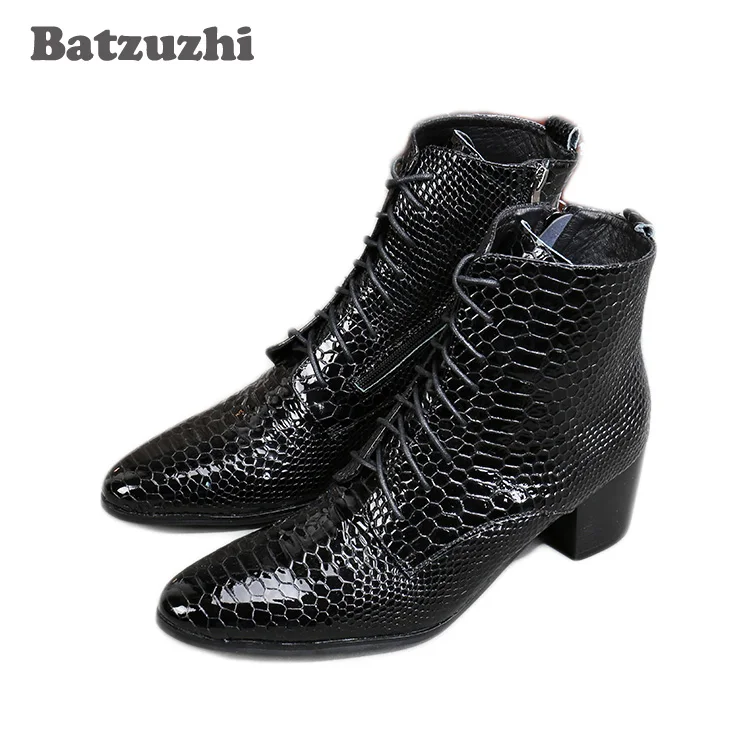 Batzuzhi 7.5CM High Heel Men Boots Black Genuine Leather Boots Men Ankle Zip Lace-up Chaussures Hommes Business Party Shoes, 46
Batzuzhi 7.5CM High Heel Men Boots Black Genuine Leather Boots Men Ankle Zip Lace-up Chaussures Hommes Business Party Shoes, 46