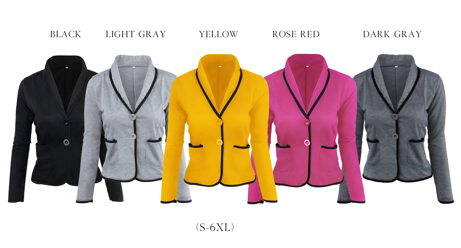 Casual Blazer Lady Sports Suit Pockets Jackets Coat Slim Gray Black Women Blazer Female Jackets Office Ladies Clothes
Casual Blazer Lady Sports Suit Pockets Jackets Coat Slim Gray Black Women Blazer Female Jackets Office Ladies Clothes