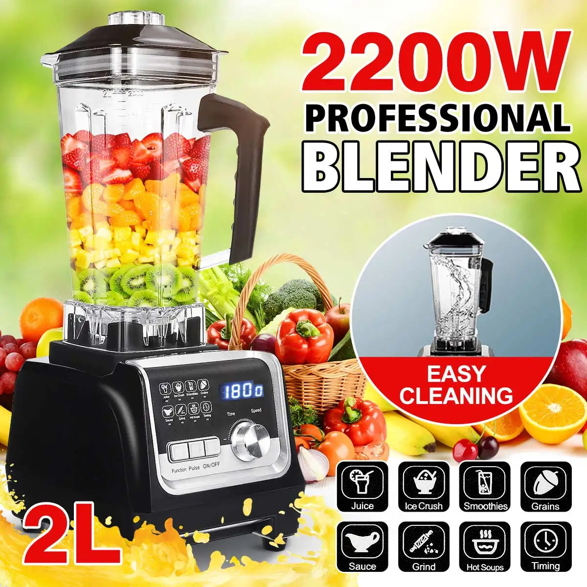 6 in 1 2200W 2L Automatic Touchpad Professional Blender Mixer Juicer Timer Heavy Food Processor Ice Smoothies Fruit BPA FREE
6 in 1 2200W 2L Automatic Touchpad Professional Blender Mixer Juicer Timer Heavy Food Processor Ice Smoothies Fruit BPA FREE