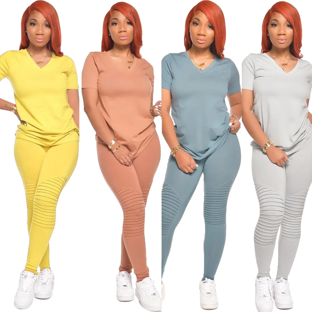 Women's Solid Pleated Two Piece Suit Summer O Neck Tops Tee And Pants Outfits Tracksuit Female High Waist Pants Sets
Women's Solid Pleated Two Piece Suit Summer O Neck Tops Tee And Pants Outfits Tracksuit Female High Waist Pants Sets