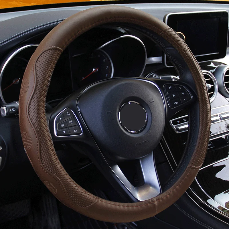 New PU Leather Car Steering Wheel Cover 38 Cm Four Seasons Universal Steering Wheel Protector Styling Anti-Slip Breathable
New PU Leather Car Steering Wheel Cover 38 Cm Four Seasons Universal Steering Wheel Protector Styling Anti-Slip Breathable