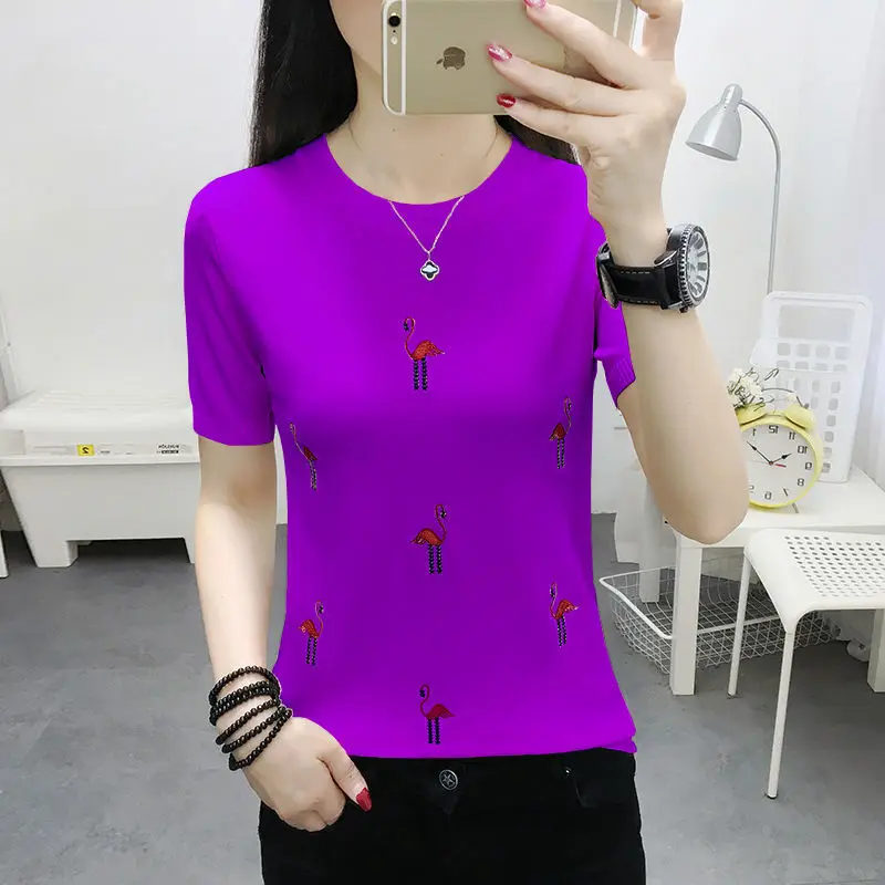 Crewneck knitted bottoming shirt women's thin fresh short sleeve shirt 202 200 with Korean T-shirt women's loose
Crewneck knitted bottoming shirt women's thin fresh short sleeve shirt 202 200 with Korean T-shirt women's loose
