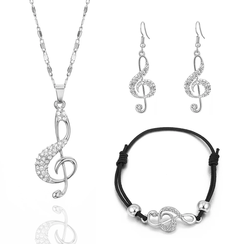 Zircon Musical Note Jewelry Sets Charm Bracelet Gold Sliver Pendant Necklace Drop Earrings Fashion Jewelry Gifts For Women 2019
Zircon Musical Note Jewelry Sets Charm Bracelet Gold Sliver Pendant Necklace Drop Earrings Fashion Jewelry Gifts For Women 2019