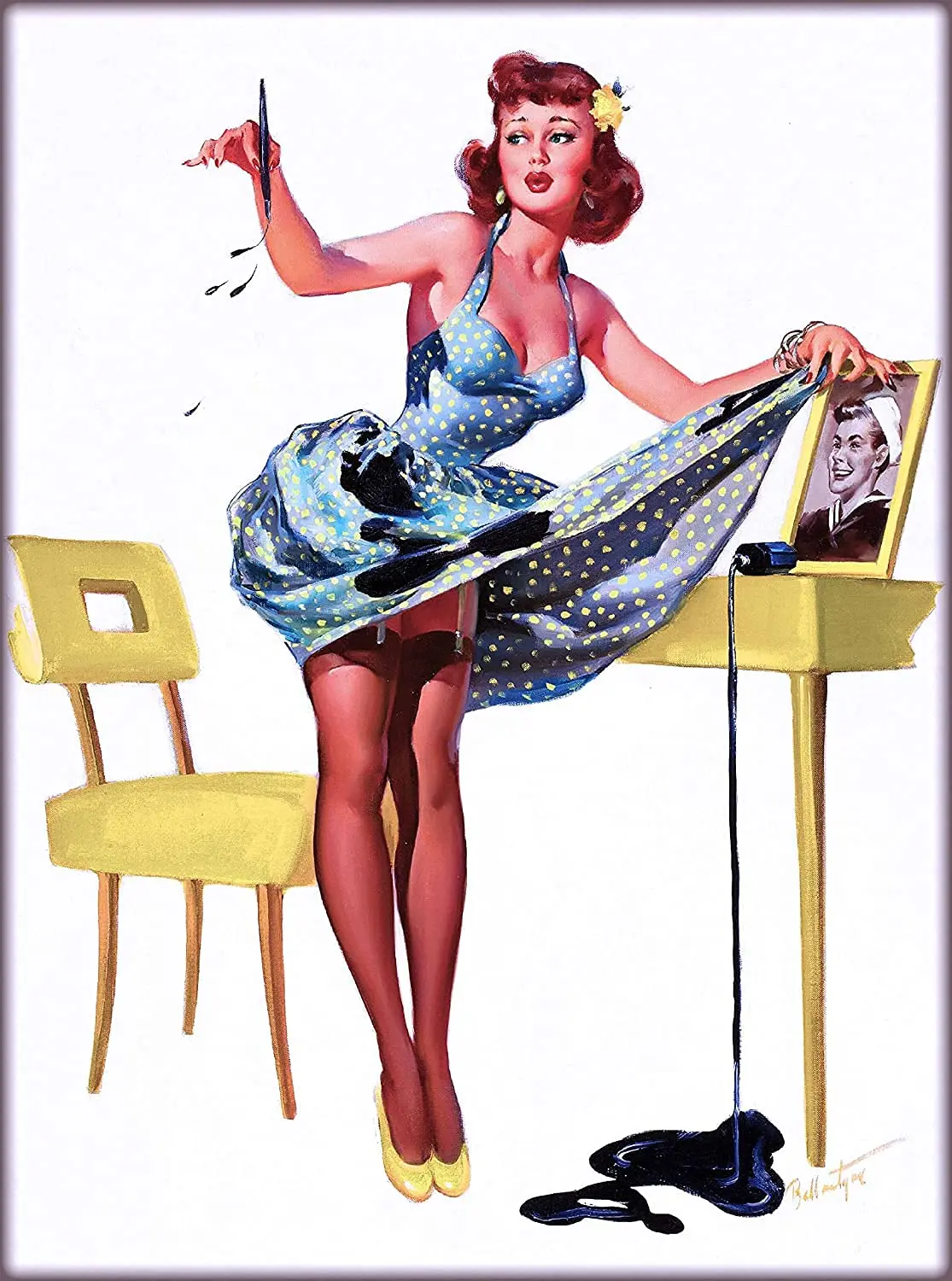 1940s Pin-Up Girl Spilled Ink Picture Poster Print Art Vintage Pin Up. Poster Measures 8 x 12 inches
1940s Pin-Up Girl Spilled Ink Picture Poster Print Art Vintage Pin Up. Poster Measures 8 x 12 inches