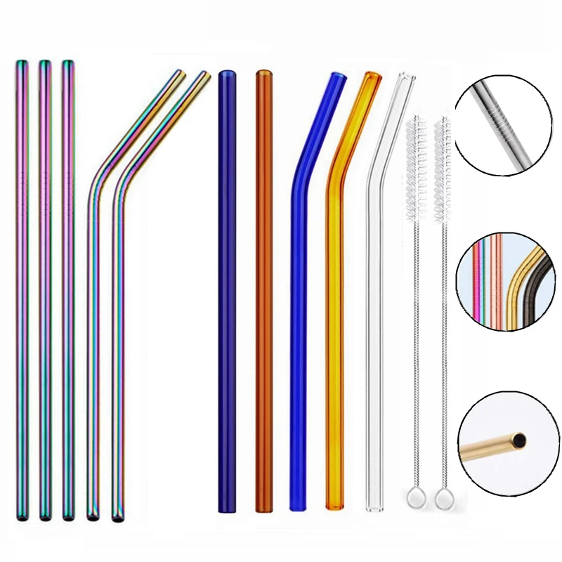 Reusable 304 Stainless Steel Straws Straight Bent Drinking Glass Straws Straw With Case Cleaning Brush Set Party Bar Accessory
Reusable 304 Stainless Steel Straws Straight Bent Drinking Glass Straws Straw With Case Cleaning Brush Set Party Bar Accessory