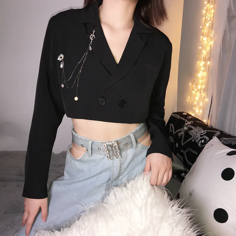 Женский короткий Блейзер с цепочкой, готический однотонный однобортный короткий костюм, уличная мода в стиле инди, одежда в стиле панк, крут...
Женский короткий Блейзер с цепочкой, готический однотонный однобортный короткий костюм, уличная мода в стиле инди, одежда в стиле панк, крут...