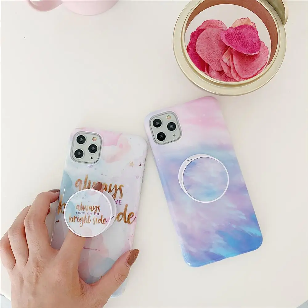 Глянцевый чехол для телефона с надписью и градиентом iPhone 12 11 Pro XS Max XR X 7 8 Plus