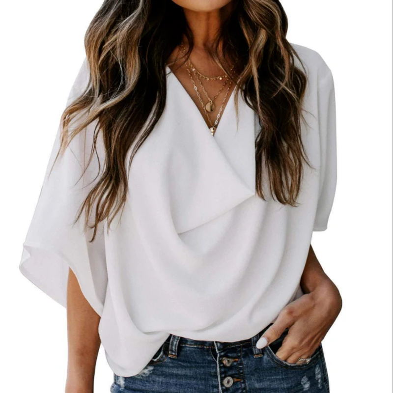 Blusa 2022New Fashion Summer Women Chiffon Shirt Solid Batwing Sleeve V-neck Tops Casual Loose Short Sleeve Women Blouse 14934
Blusa 2022New Fashion Summer Women Chiffon Shirt Solid Batwing Sleeve V-neck Tops Casual Loose Short Sleeve Women Blouse 14934