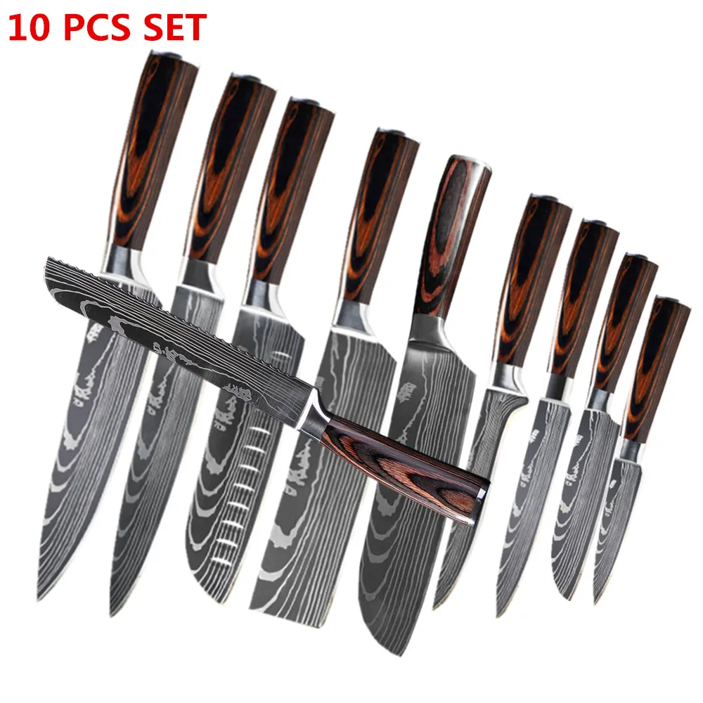 Набор кухонных ножей DAOMACHEN, острый резец сантоку, Мясницкий резак с лазерным Дамасским узором, 10 шт.
Набор кухонных ножей DAOMACHEN, острый резец сантоку, Мясницкий резак с лазерным Дамасским узором, 10 шт.