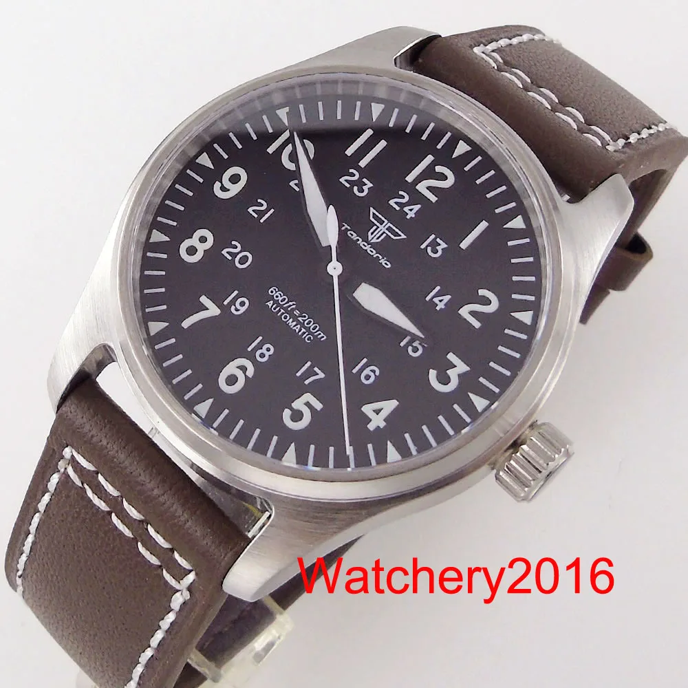 Tandorio Brand 39mm Black Dial Steel Case NH35A Automatic Men Watch 200M Waterproof Green Luminous Leather Band Sapphire Glass
Tandorio Brand 39mm Black Dial Steel Case NH35A Automatic Men Watch 200M Waterproof Green Luminous Leather Band Sapphire Glass