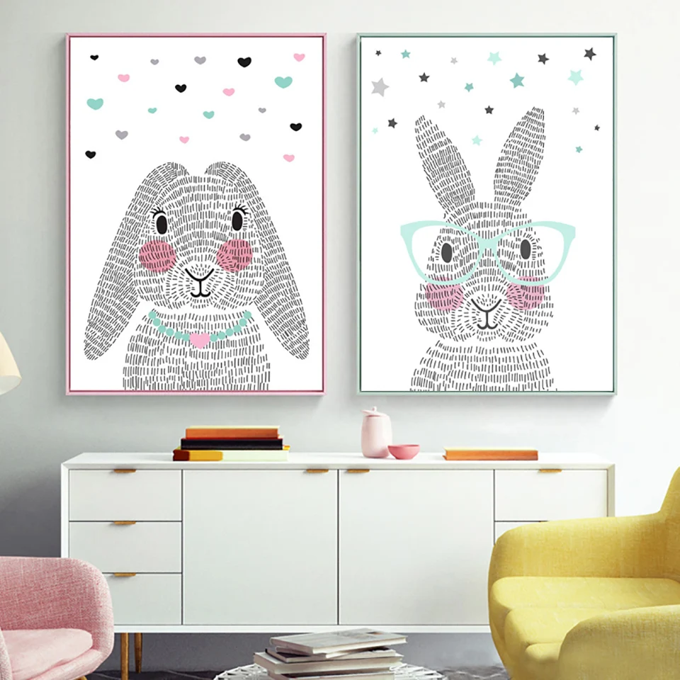 Nordic Style Cartoon Rabbit Dog Canvas Painting Modern Home Decoration Wall Art Pictures Minimalist Poster For Kids Room
Nordic Style Cartoon Rabbit Dog Canvas Painting Modern Home Decoration Wall Art Pictures Minimalist Poster For Kids Room