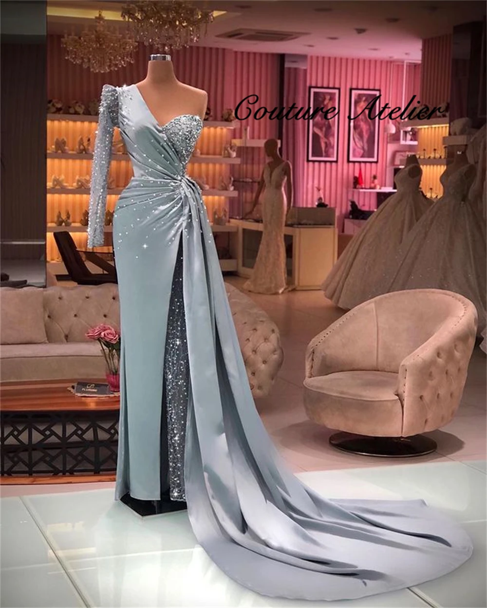 One Shoulder Evening Dresses Long Sleeve Elegant Dinner Dresses For Party And Wedding Slit Prom Gown Abendkleider
One Shoulder Evening Dresses Long Sleeve Elegant Dinner Dresses For Party And Wedding Slit Prom Gown Abendkleider