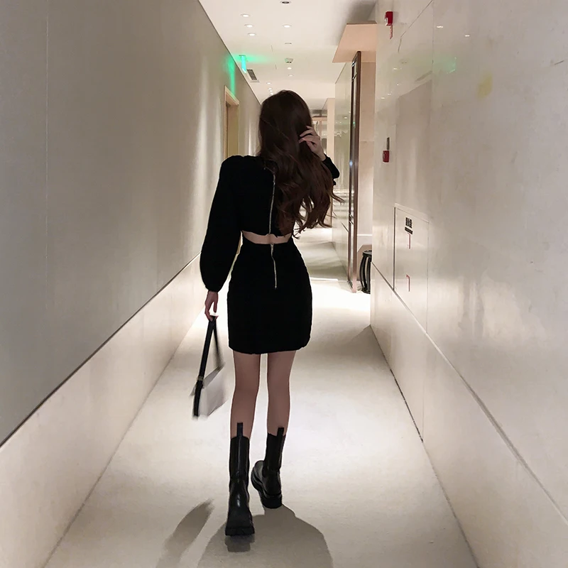 Spring Women Sexy Mini Dress Korea Back Hollow Out Waist Long Sleeve V-Neck Casual Bodycon Ladies Party Dresses
Spring Women Sexy Mini Dress Korea Back Hollow Out Waist Long Sleeve V-Neck Casual Bodycon Ladies Party Dresses