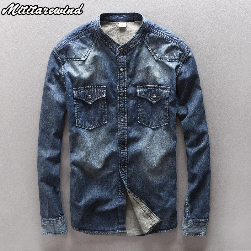 Spring Autumn Denim Shirt Men Long Sleeve Vintage Washed Mens Shirt Pure Cotton Breathable Stand Collar Men Tops Korean Clothes
Spring Autumn Denim Shirt Men Long Sleeve Vintage Washed Mens Shirt Pure Cotton Breathable Stand Collar Men Tops Korean Clothes