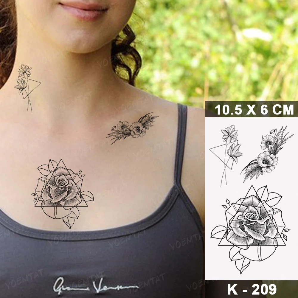 Временная татуировка-наклейка водонепроницаемая в форме сердца геометрический