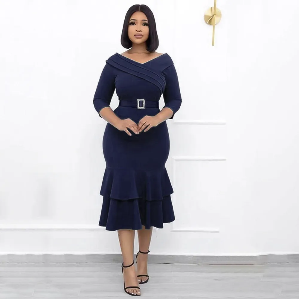 Womens Dress Autumn New 2021 Solid Color Western Style Fashion Temperament Commute Ruffle V-neck Long Sleeve Ladies Dress
Womens Dress Autumn New 2021 Solid Color Western Style Fashion Temperament Commute Ruffle V-neck Long Sleeve Ladies Dress