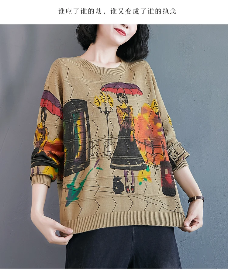 Winter Lady Loose Sweaters Women Cartoon Print Sweaters Femme Oil Draw Sweater Pullovers Tops
Winter Lady Loose Sweaters Women Cartoon Print Sweaters Femme Oil Draw Sweater Pullovers Tops