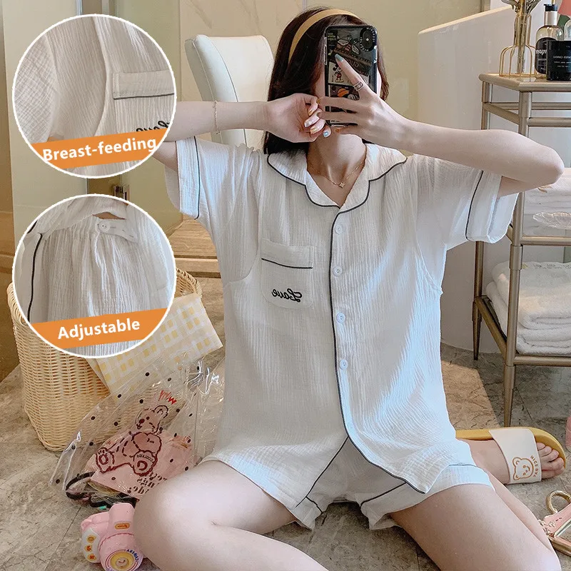 Summer Women Maternity Dress Short-Sleeved Shorts Maternity Suit Cotton Yarn Fashion V Collar Nursing Clothes Sleepwear Set
Summer Women Maternity Dress Short-Sleeved Shorts Maternity Suit Cotton Yarn Fashion V Collar Nursing Clothes Sleepwear Set