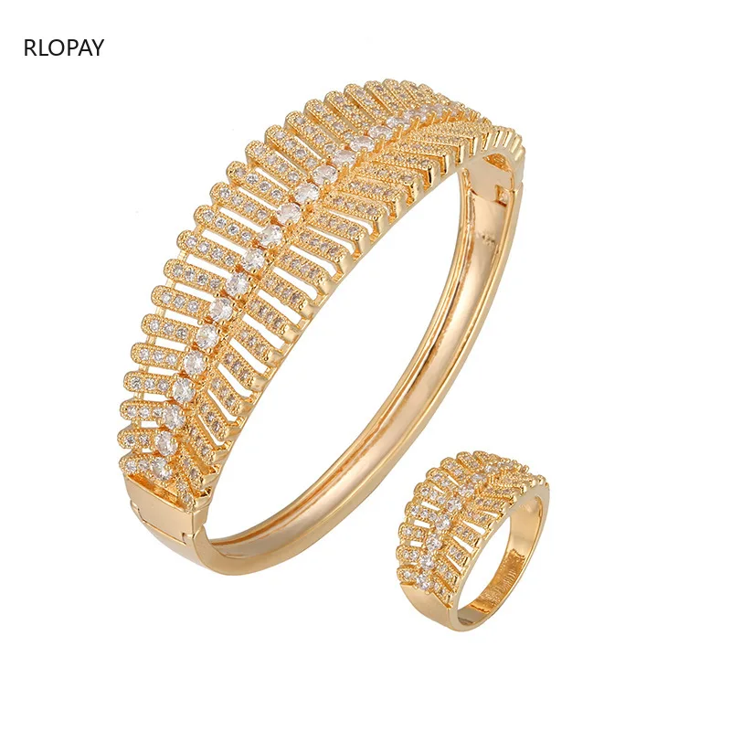 Hot Sale Classical Cubic Zirconia Bridal Bracelet Gold Bracelet Luxury Jewelry Tension Setting Bangle and Ring Set
Hot Sale Classical Cubic Zirconia Bridal Bracelet Gold Bracelet Luxury Jewelry Tension Setting Bangle and Ring Set