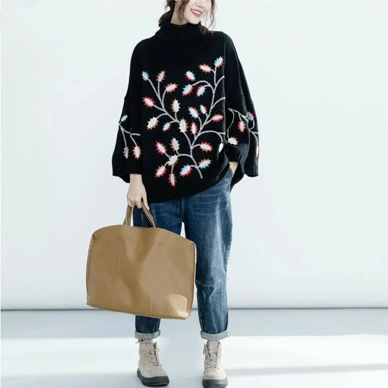 Black Turtleneck Sweater Women 2023 Autumn Winter Knitted Sweaters Half Sleeve Embroidered Pullover Casual Long Sleeve Tops
Black Turtleneck Sweater Women 2023 Autumn Winter Knitted Sweaters Half Sleeve Embroidered Pullover Casual Long Sleeve Tops
