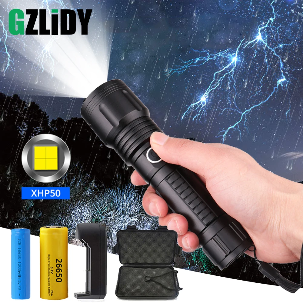 Powerful LED Flashlight Use XHP 50 Lamp Beads 5 Lighting Modes Zoomable Waterproof Torch Lighting Distance Is Greater Than 300M
Powerful LED Flashlight Use XHP 50 Lamp Beads 5 Lighting Modes Zoomable Waterproof Torch Lighting Distance Is Greater Than 300M