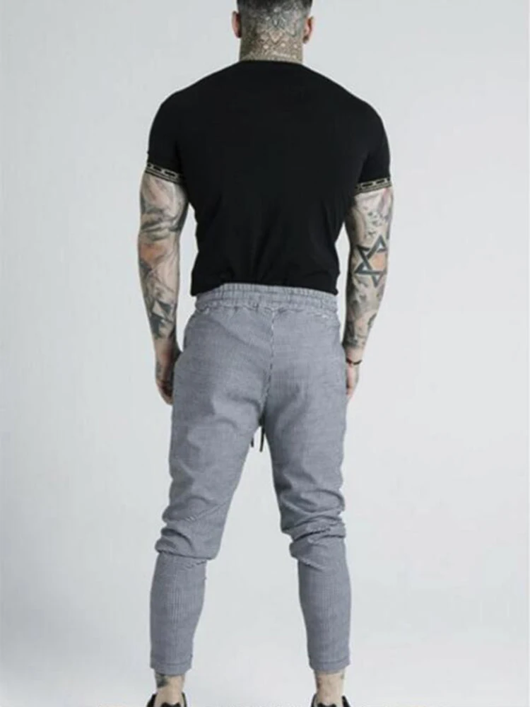 2019~2020 Men's Summer Fashion New Silk Print Sik Plaid Casual Sports Pants Men's Street Fashion Hip Hop Polyester Pants