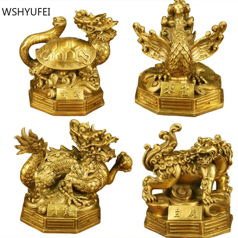 

1 pc Chinese Style Four Great Beasts Ornament Copper Qinglong, White Tiger, Suzaku, Xuanwu Office Study Decorations Crafts