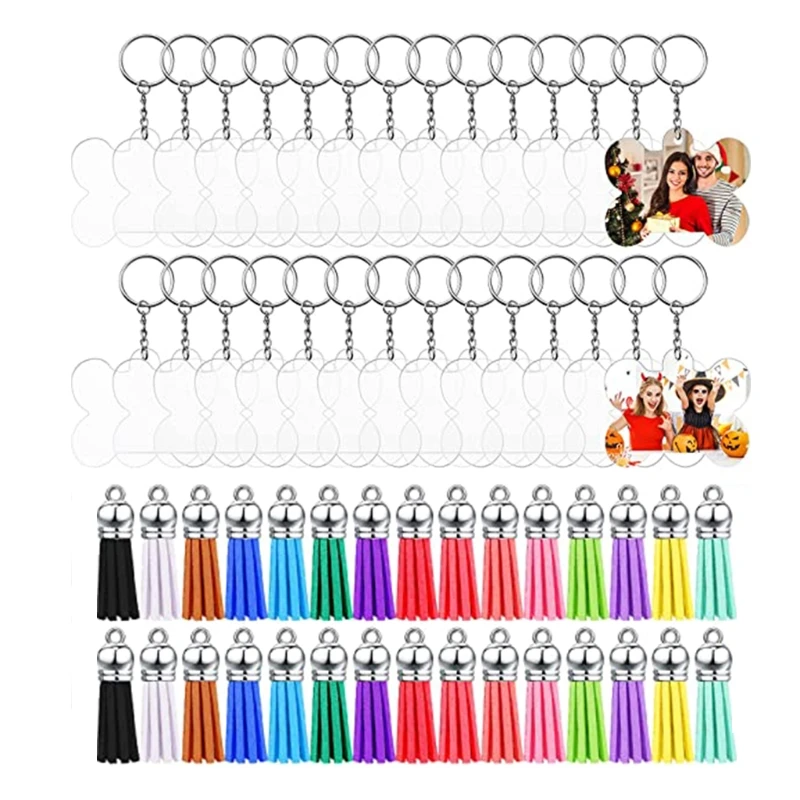 Acrylic Bone Shape Keychain Blank Acrylic Transparent Ornament Pendants and Keychain Tassels Jump Ring Set for DIY Craft 
Acrylic Bone Shape Keychain Blank Acrylic Transparent Ornament Pendants and Keychain Tassels Jump Ring Set for DIY Craft