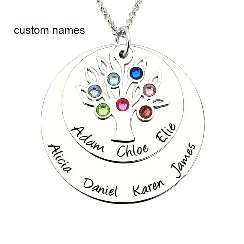 Женские пользовательское имя ожерелье подвеска в виде генеалогического дерева