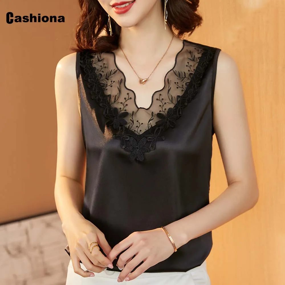 Cashiona Ladies Elegant Leisure Casual T-shirt Sleeveless Flower Top Women Clothing 2022 Summer Embroidery Tees shirt
Cashiona Ladies Elegant Leisure Casual T-shirt Sleeveless Flower Top Women Clothing 2022 Summer Embroidery Tees shirt