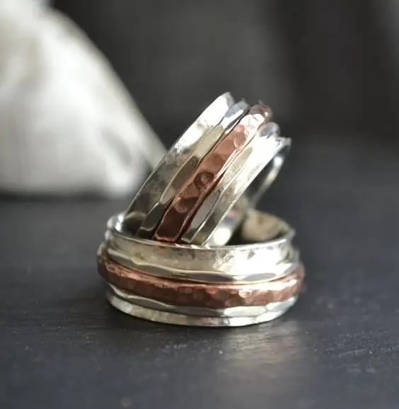 925 STERLING SILVER TUMBLED TATTOO MODEL WEDDING RING