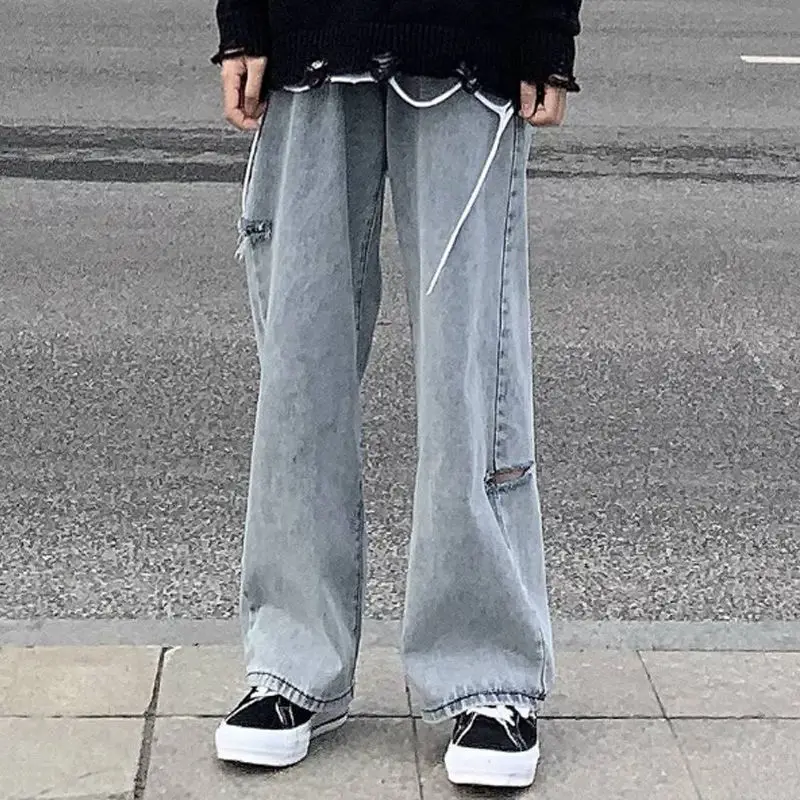 Spring hole wide leg jeans women's high waist loose neutral Japanese and Korean student casual pants small versatile pants
Spring hole wide leg jeans women's high waist loose neutral Japanese and Korean student casual pants small versatile pants