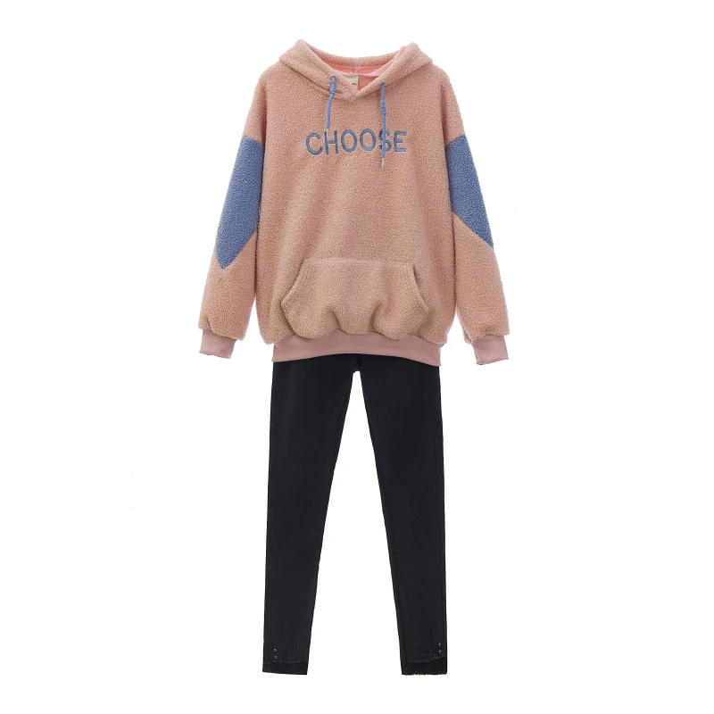 Outfit Lamb Wool Fleece Flocking Clothing Sets Ultra Thick Warm Woolen Sweater Hoodies Top Slim Black Pants Casual Outfit Hoody
Outfit Lamb Wool Fleece Flocking Clothing Sets Ultra Thick Warm Woolen Sweater Hoodies Top Slim Black Pants Casual Outfit Hoody