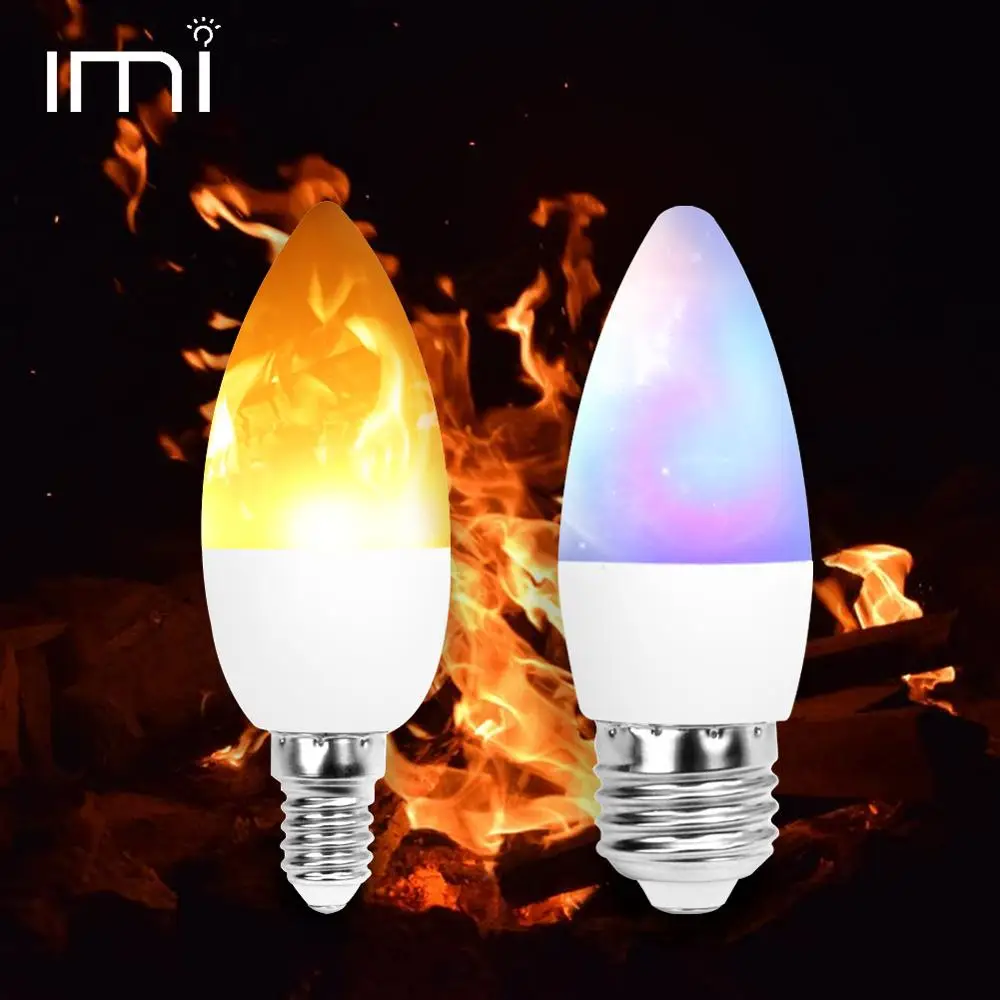 

LED Flame Candle Light Bulb E12 E14 E27 E26 3W Fire Effect RGB AC 110V 220V 240V Flickering Emulation Party Home Decor Lamp