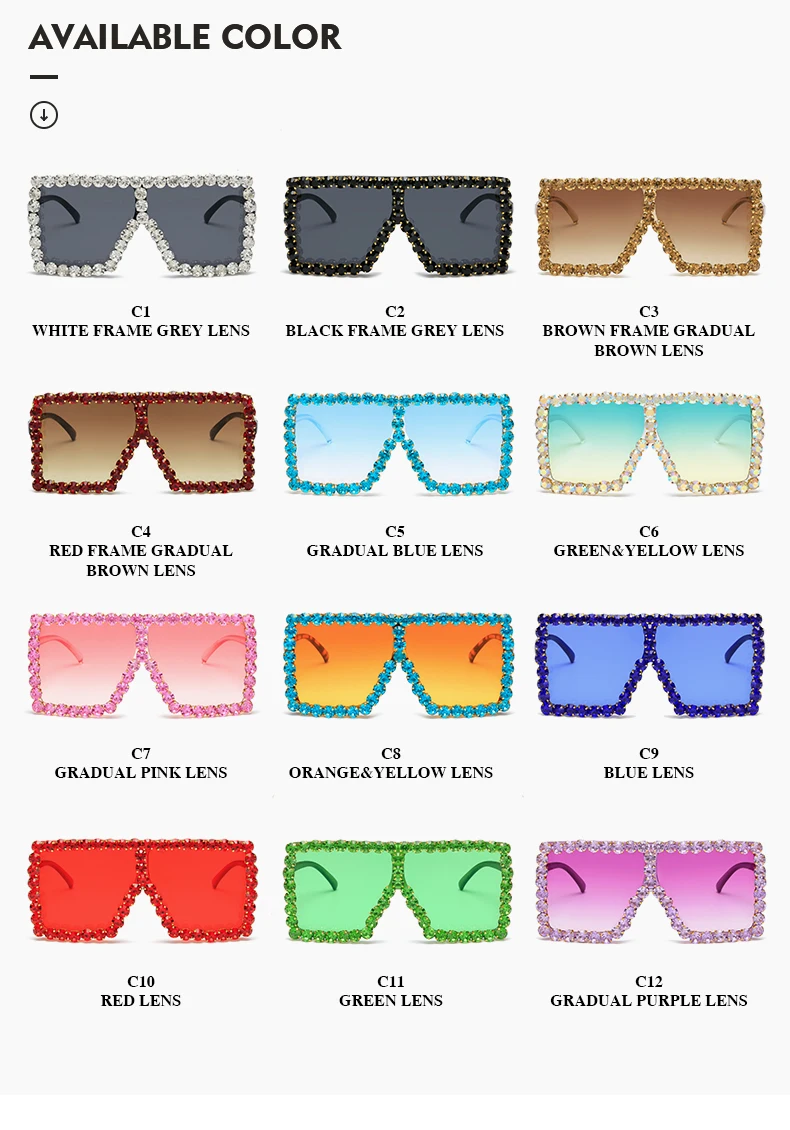 Fashion Oversized Square Diamond Sunglasses Women Luxury Brand Design Big Frame Sun Glasses Female UV400 Shades Oculos de sol
Fashion Oversized Square Diamond Sunglasses Women Luxury Brand Design Big Frame Sun Glasses Female UV400 Shades Oculos de sol