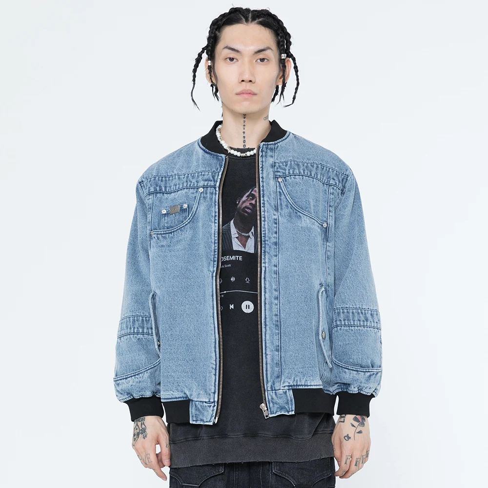 2021 Men Hip Hop Denim Jacket Streetwear Plain Bomber Denim Jacket Harajuku Cotton Autumn Jeans Jacket Coat Outwear Zipper Blue
2021 Men Hip Hop Denim Jacket Streetwear Plain Bomber Denim Jacket Harajuku Cotton Autumn Jeans Jacket Coat Outwear Zipper Blue