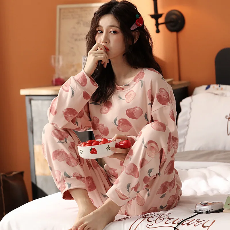 Cotton Pajamas Sets For Women Long Sleeves Long Pants Pyjamas Cute Pink Peach Printed Sweet Pijamas Autumn Winter Warm Sleepwear
Cotton Pajamas Sets For Women Long Sleeves Long Pants Pyjamas Cute Pink Peach Printed Sweet Pijamas Autumn Winter Warm Sleepwear