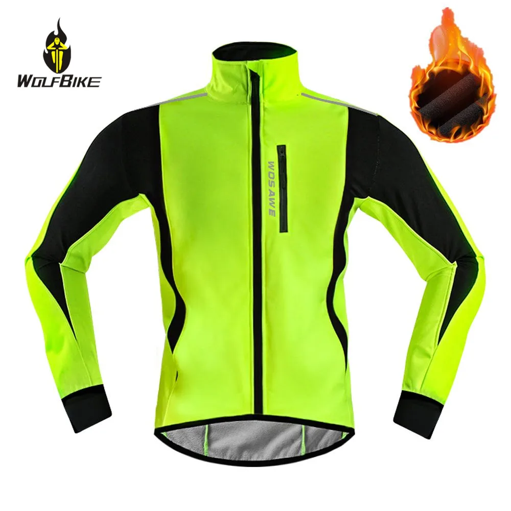 

WOSAWE Winter Windproof Men's Bicycle Jacket Reflective Thermal Fleece Warm MTB Bike Jersey Coat Cycling Windstopper Windbreaker
