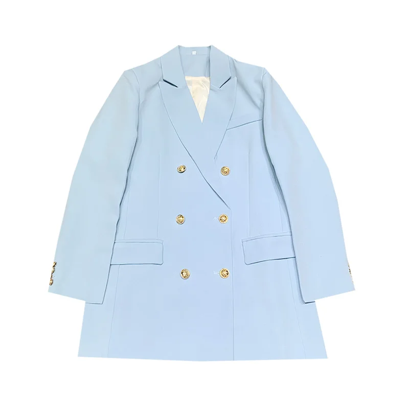 Temperament New Women's Casual Jacket Small Suit Fashion Solid Color Double-breasted Long Ladies Coat Female Coat High Quality
Temperament New Women's Casual Jacket Small Suit Fashion Solid Color Double-breasted Long Ladies Coat Female Coat High Quality