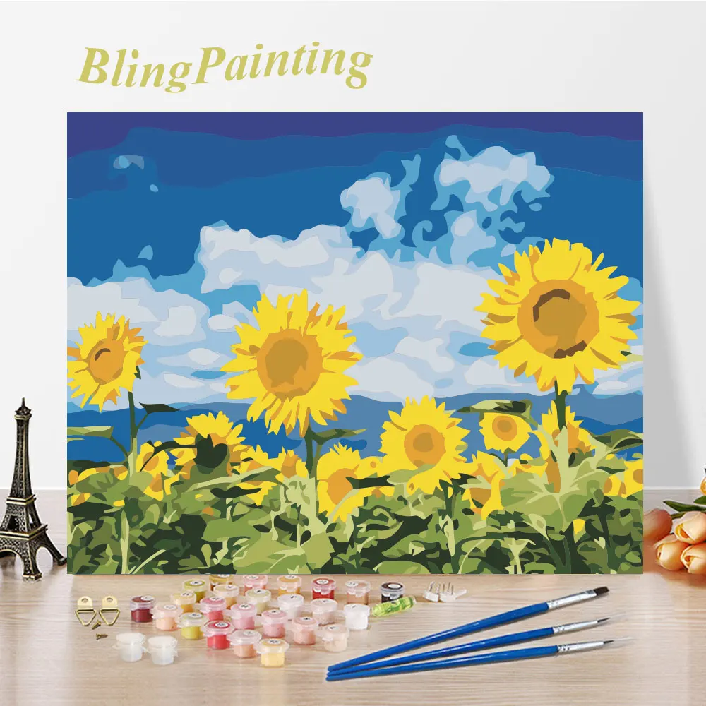 DIY Frame Oil Painting By Numbers Sunflowers Blue Sky On Canvas For Kid Adult Acrylic Paint Kit Picture Wall Art Home Decor Gift
DIY Frame Oil Painting By Numbers Sunflowers Blue Sky On Canvas For Kid Adult Acrylic Paint Kit Picture Wall Art Home Decor Gift