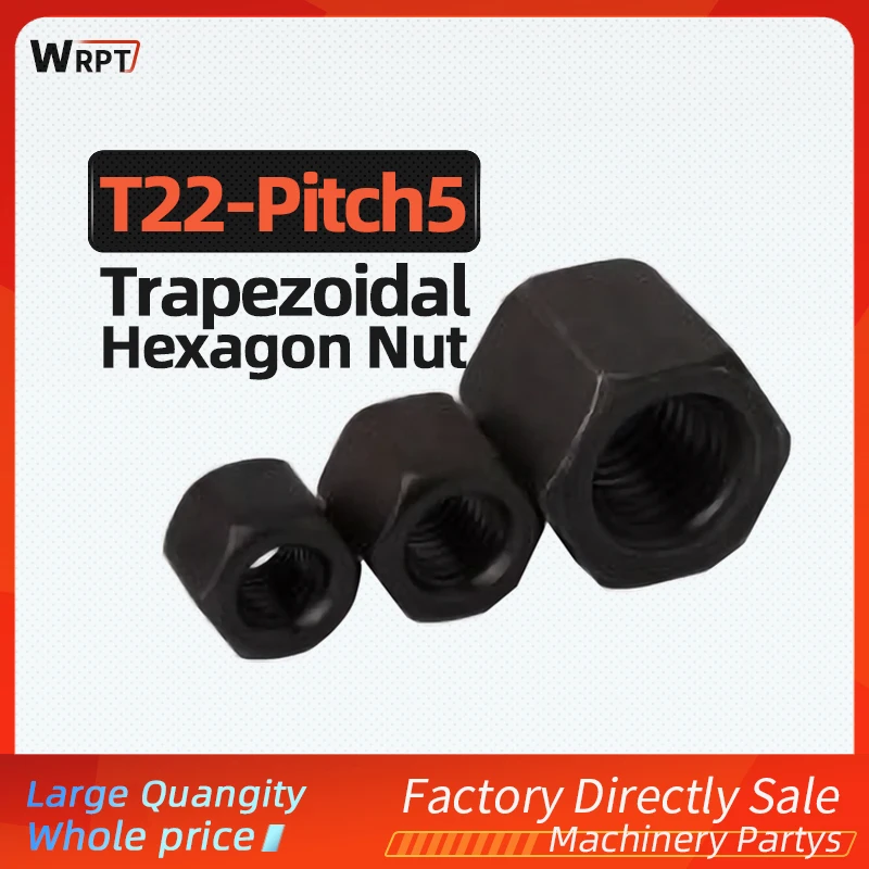 

1Pcs T22-Pitch 5 Right-hand thread High quality trapezoidal screw hexagon nut coarse thread cap